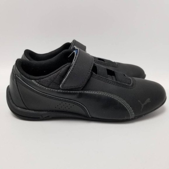 Puma Kids Drift Cat 6 L V Sneakers Black 30518309 Perforated Hook And Loop Sz 2 - Picture 1 of 11